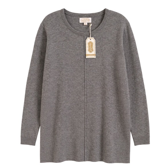 Mud Pie Sweaters - Mud Pie Camilla Sweater Womens Small Grey Textured Dot Tunic Knit Top NWT